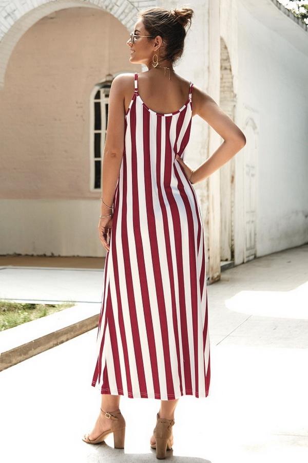 Creamtopmall Leisure Striped Sleeveless Loose Dress