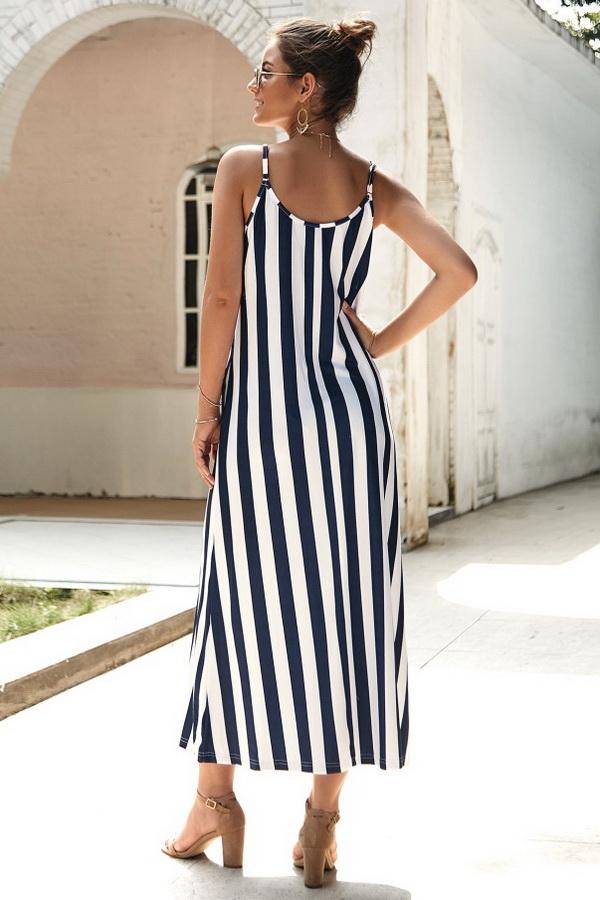 Creamtopmall Leisure Striped Sleeveless Loose Dress