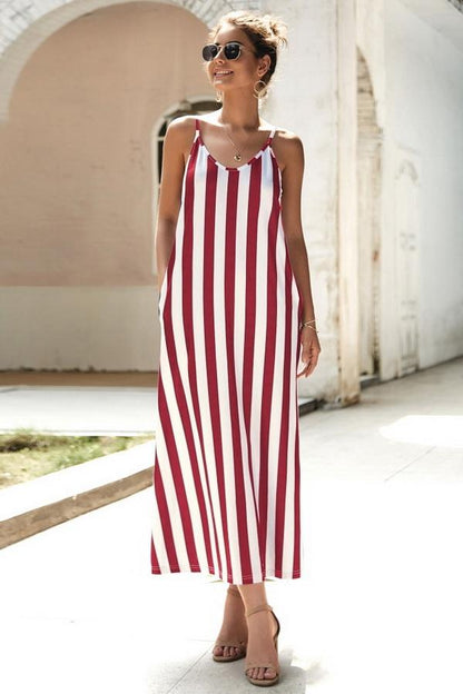 Creamtopmall Leisure Striped Sleeveless Loose Dress