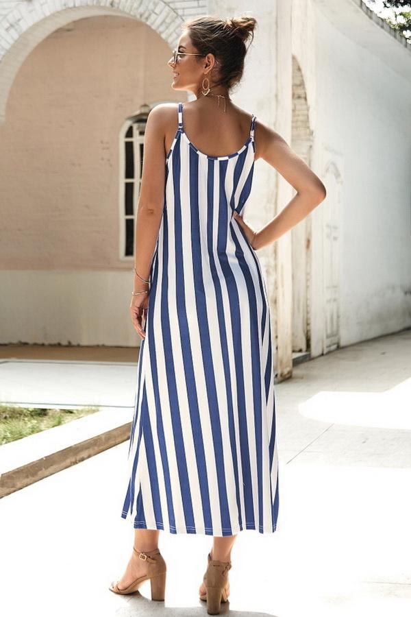 Creamtopmall Leisure Striped Sleeveless Loose Dress