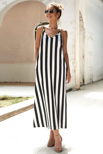 Creamtopmall Leisure Striped Sleeveless Loose Dress