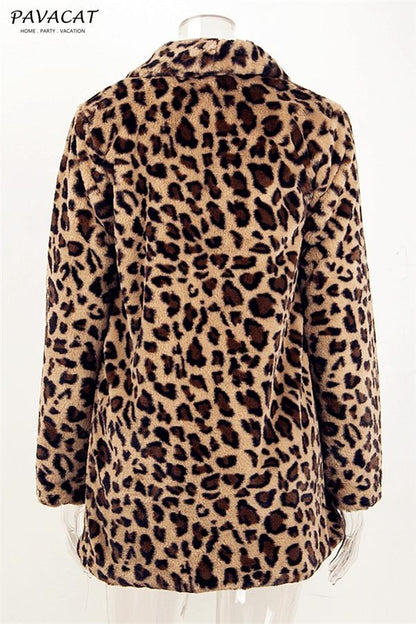 Creamtopmall Leopard Artificial Fur Long Cardigan