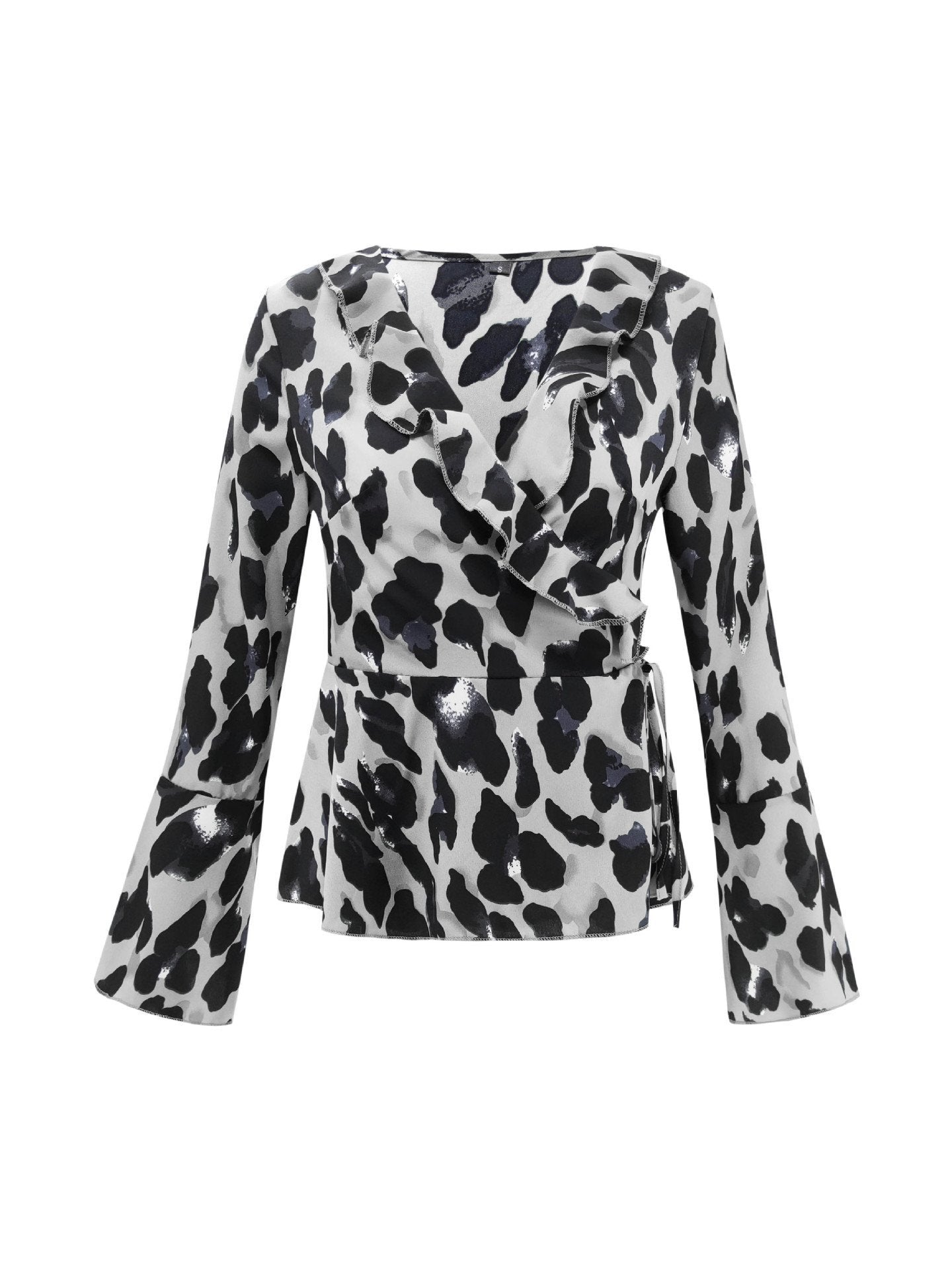 Creamtopmall Leopard Flare Sleeve Top