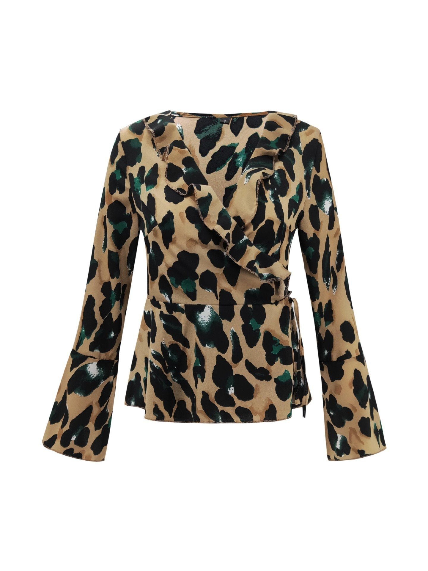 Creamtopmall Leopard Flare Sleeve Top