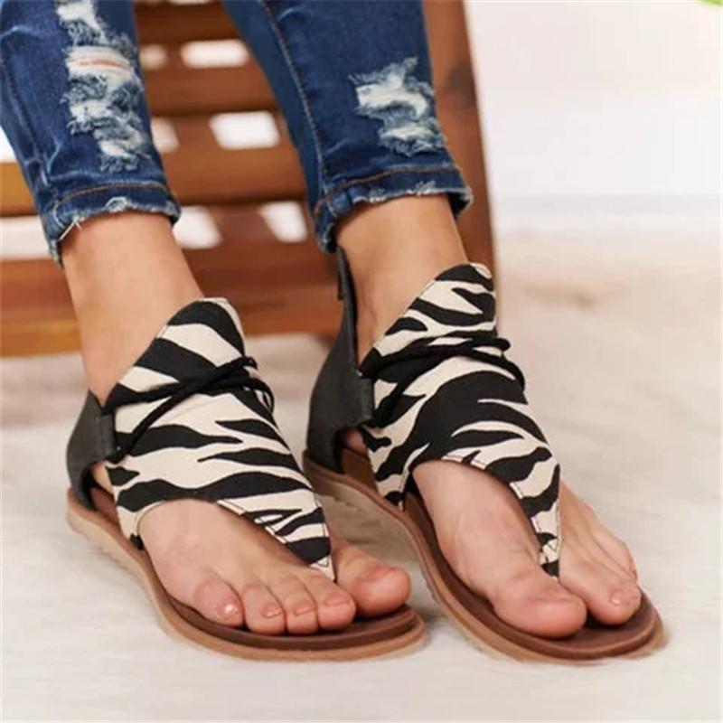 Creamtopmall Leopard Print Andals Flat Sandals