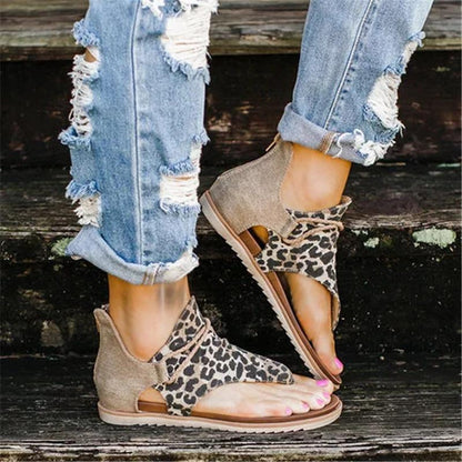 Creamtopmall Leopard Print Andals Flat Sandals