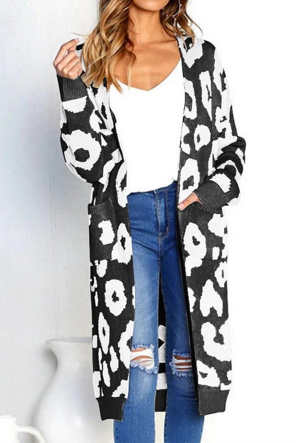 Creamtopmall Leopard Print Long Sweater Coat