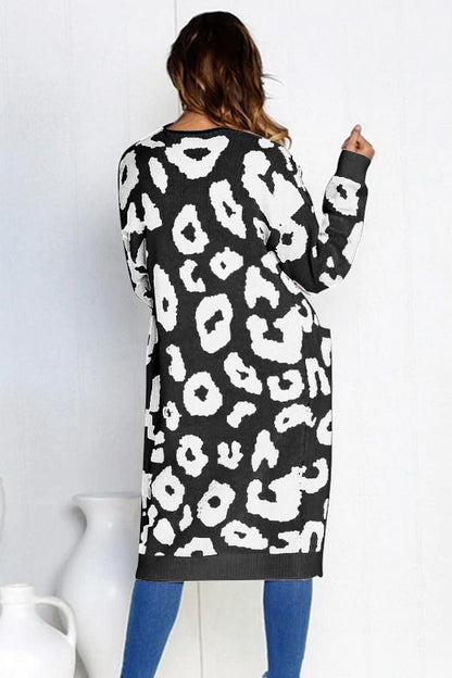 Creamtopmall Leopard Print Long Sweater Coat