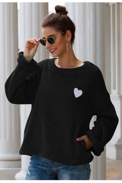 Creamtopmall Love Embroidery Loose Plush Pullover