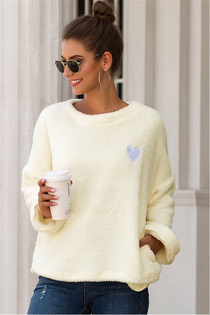 Creamtopmall Love Embroidery Loose Plush Pullover