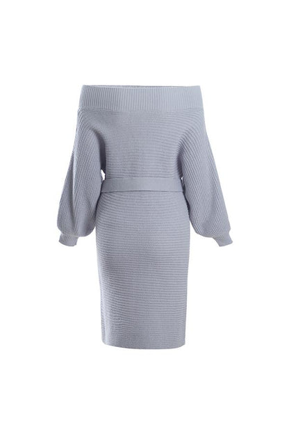 Creamtopmall Off The Shoulder Batwing Sleeve Sweater Dress