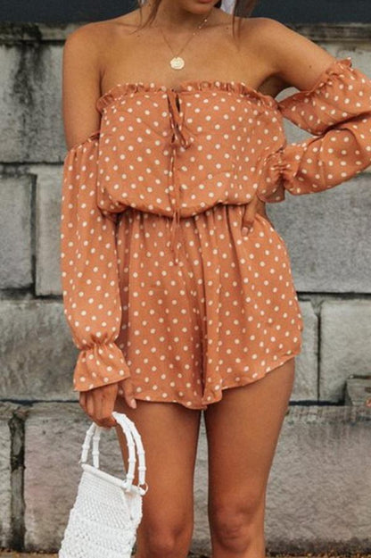 creamtopmall Off-the-shoulder Polka Dot Loose Jumpsuit