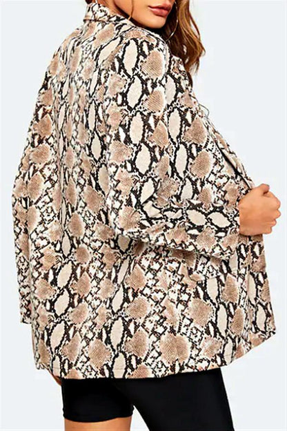 Creamtopmall Open Front Snake Print Blazer