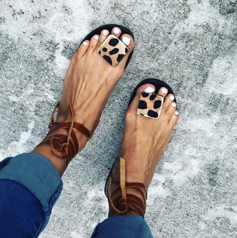 Creamtopmall Open Toe Leopard Strap Sandals