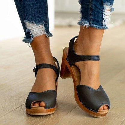 Creamtopmall Orange Peep Toe Casual Sandals