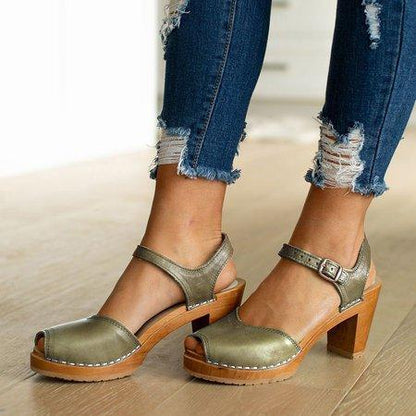 Creamtopmall Orange Peep Toe Casual Sandals