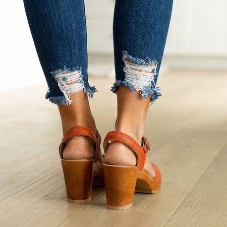 Creamtopmall Orange Peep Toe Casual Sandals