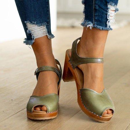 Creamtopmall Orange Peep Toe Casual Sandals