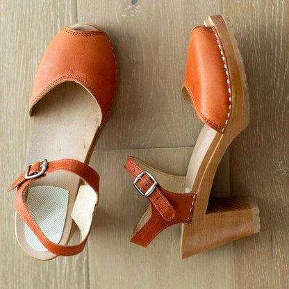 Creamtopmall Orange Peep Toe Casual Sandals