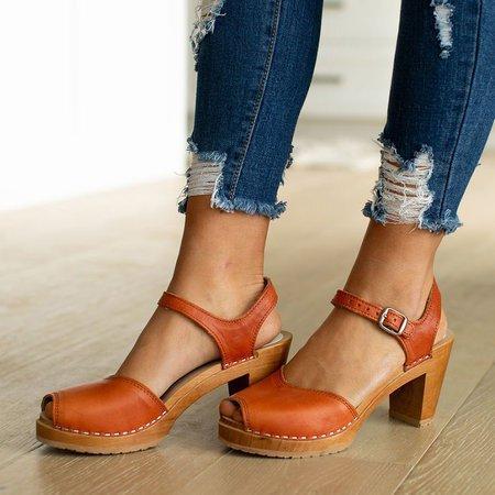 Creamtopmall Orange Peep Toe Casual Sandals