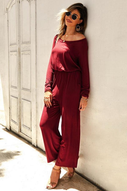 creamtopmall Plain Off The Shoulder Jumpsuit