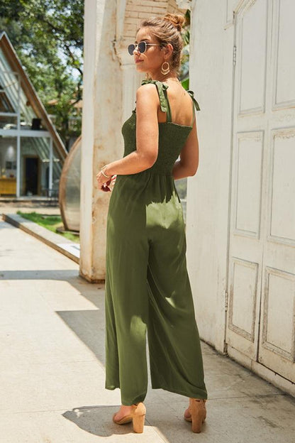 creamtopmall Plain Sleeveless High-waisted Jumpsuit