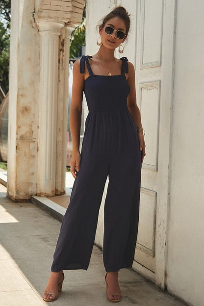 creamtopmall Plain Sleeveless High-waisted Jumpsuit