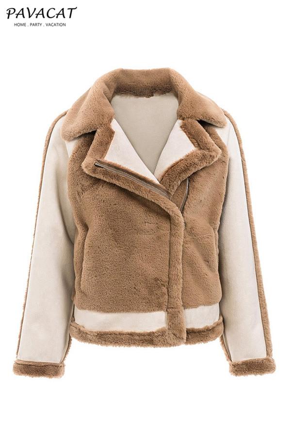 Creamtopmall Plush Faux Fur Zipper Jacket