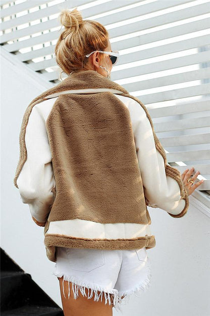 Creamtopmall Plush Faux Fur Zipper Jacket