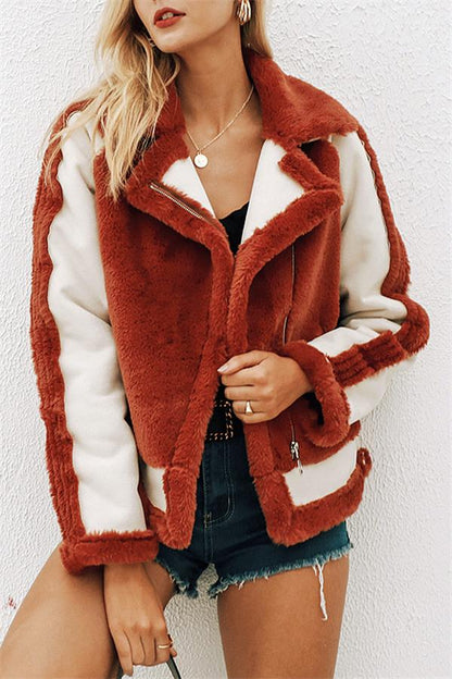 Creamtopmall Plush Faux Fur Zipper Jacket