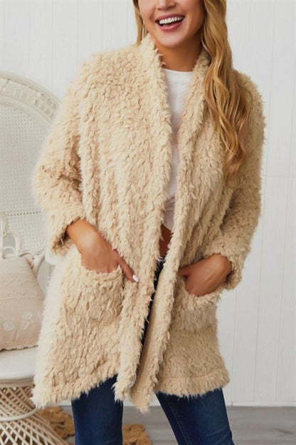 Creamtopmall Plush Long Sleeve Irregular Coat