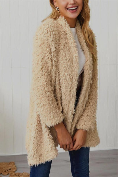 Creamtopmall Plush Long Sleeve Irregular Coat