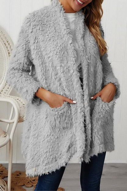 Creamtopmall Plush Long Sleeve Irregular Coat