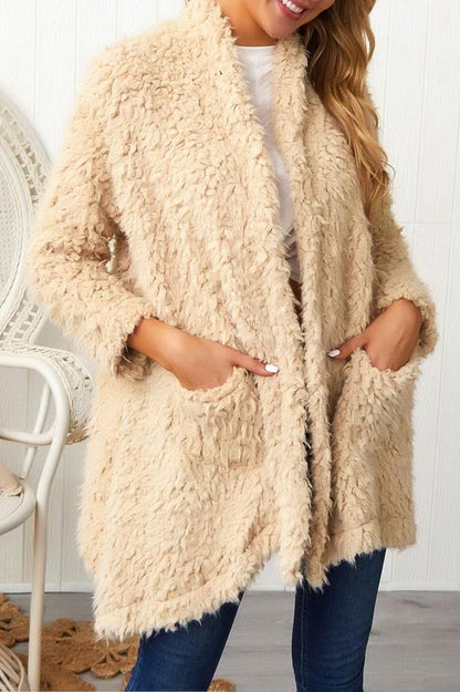 Creamtopmall Plush Long Sleeve Irregular Coat