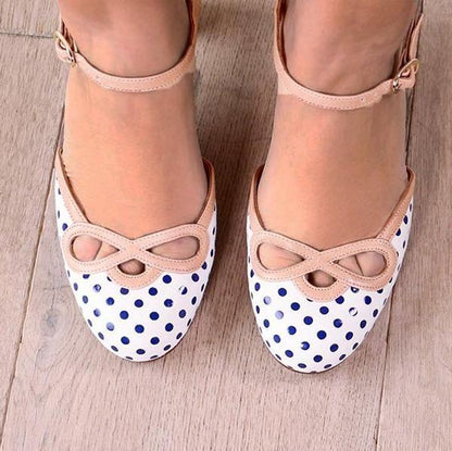 Creamtopmall Polka Dot Hollow High Heel Sandals