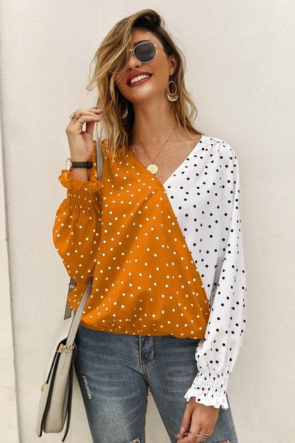 Creamtopmall Polka Dot Long Sleeve Blouse