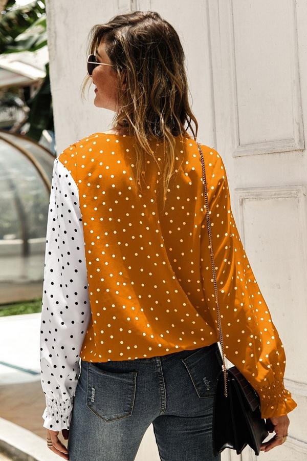 Creamtopmall Polka Dot Long Sleeve Blouse