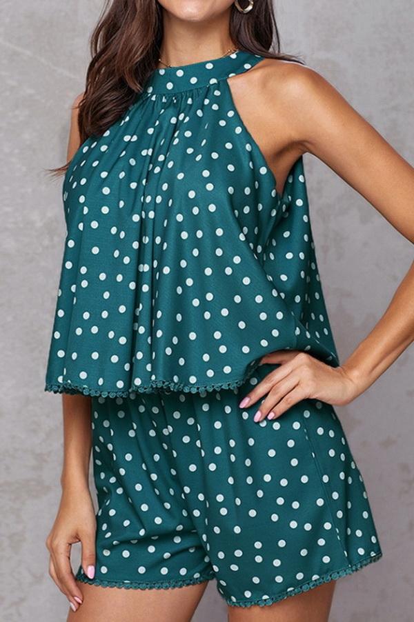 creamtopmall Polka-dot Loose Casual Jumpsuits