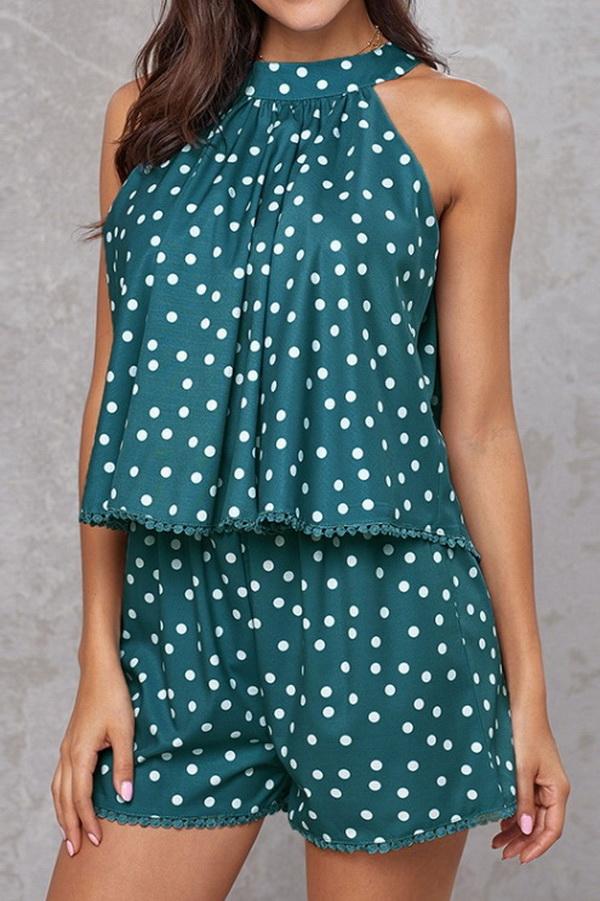 creamtopmall Polka-dot Loose Casual Jumpsuits