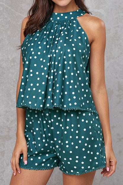 creamtopmall Polka-dot Loose Floral Casual Jumpsuits