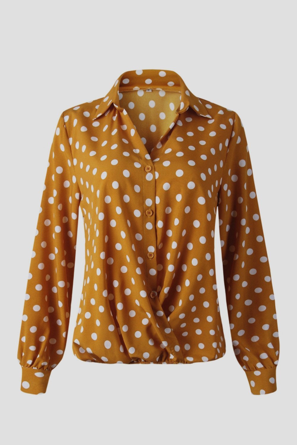 Creamtopmall Polka Dot Notch Lapel Slim Shirt