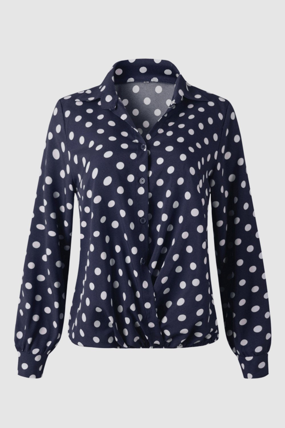 Creamtopmall Polka Dot Notch Lapel Slim Shirt