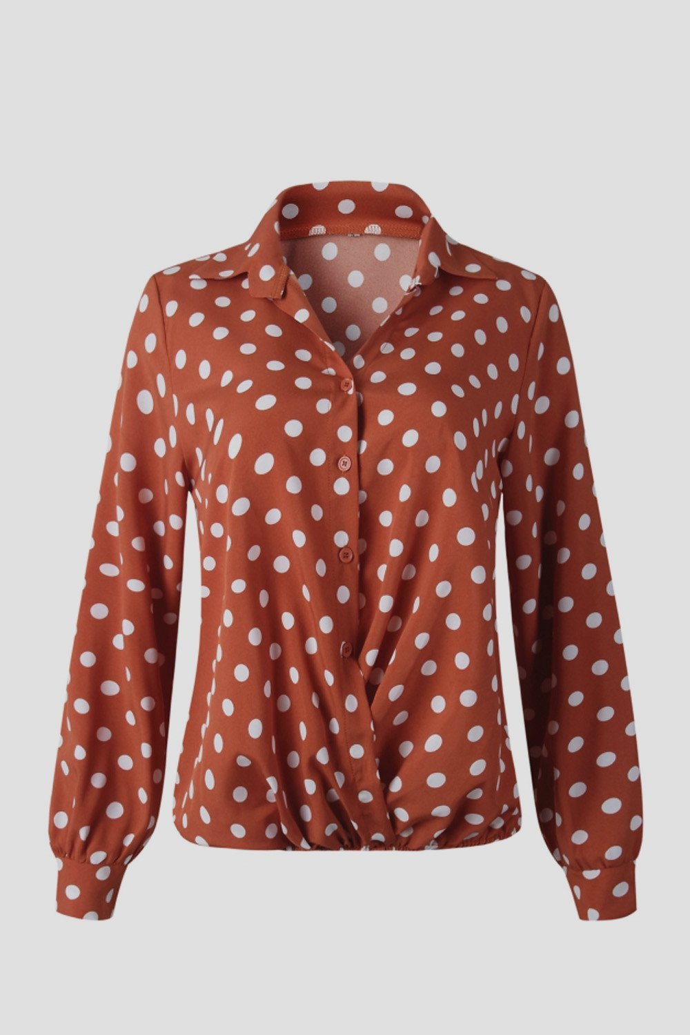 Creamtopmall Polka Dot Notch Lapel Slim Shirt