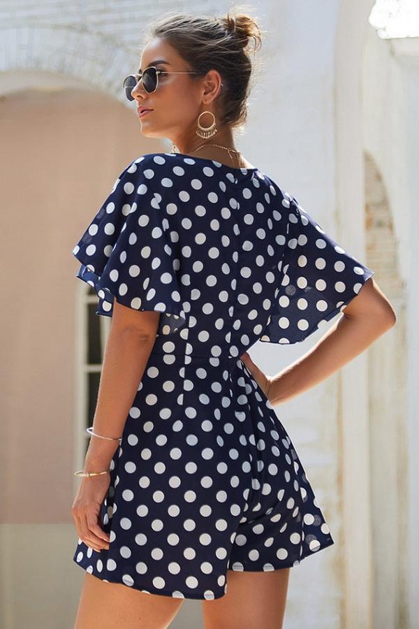 Creamtopmall Polka Dot Short-sleeved Casual Romper