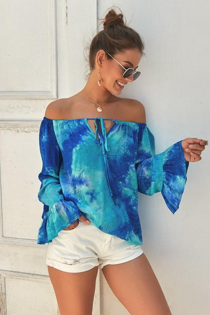 Creamtopmall Print Off The Shoulder Loose Blouse