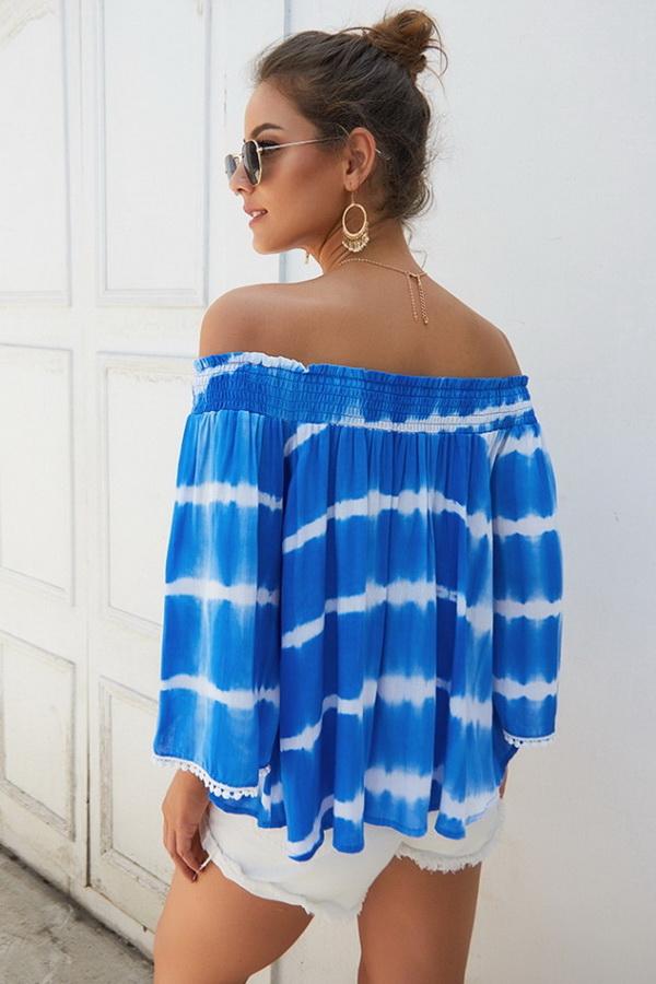 Creamtopmall Print Off The Shoulder Loose Blouse