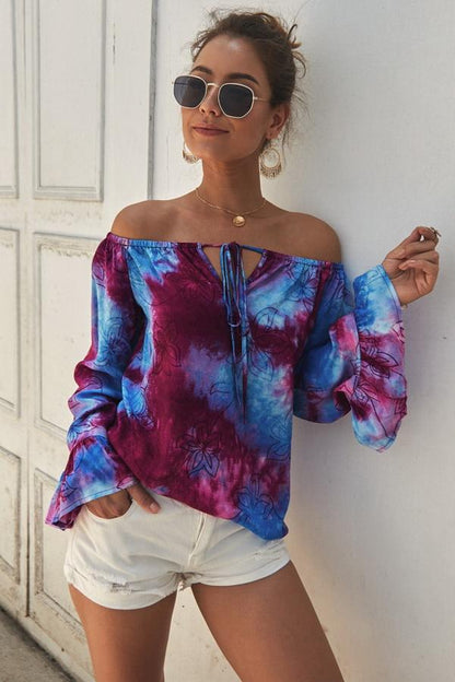 Creamtopmall Print Off The Shoulder Loose Blouse