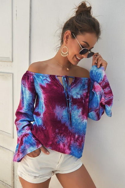 Creamtopmall Print Off The Shoulder Loose Blouse