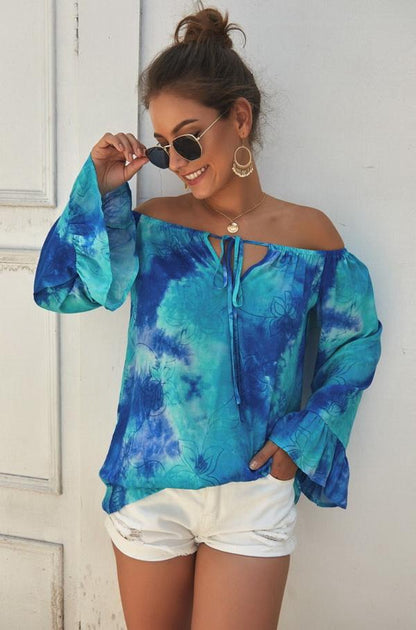 Creamtopmall Print Off The Shoulder Loose Blouse