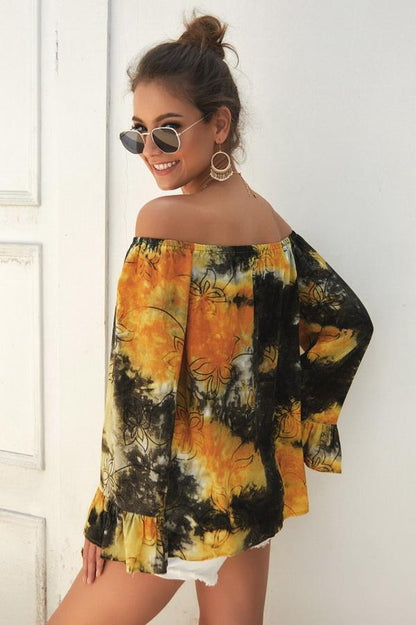 Creamtopmall Print Off The Shoulder Loose Blouse